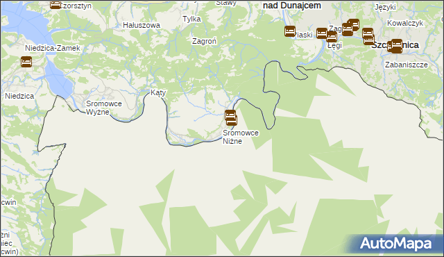 mapa Sromowce Niżne, Sromowce Niżne na mapie Targeo