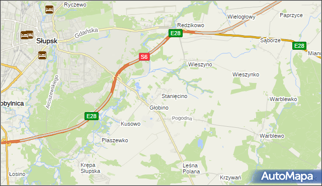 mapa Stanięcino, Stanięcino na mapie Targeo