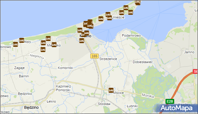 mapa Strzeżenice, Strzeżenice na mapie Targeo