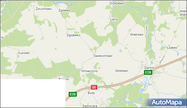 mapa Świecichowo, Świecichowo na mapie Targeo