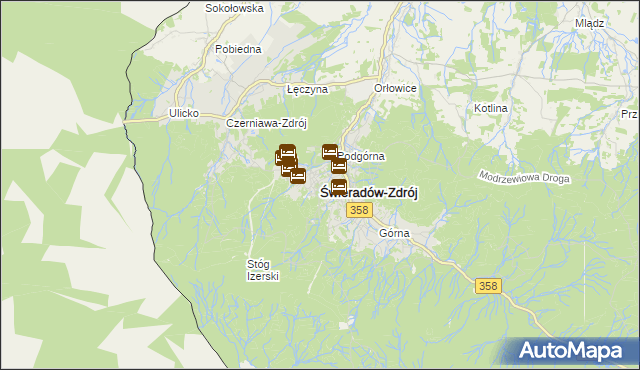 mapa Świeradów-Zdrój, Świeradów-Zdrój na mapie Targeo