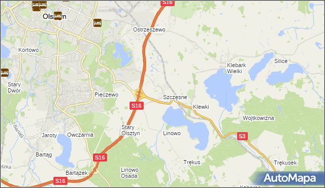 mapa Szczęsne gmina Purda, Szczęsne gmina Purda na mapie Targeo