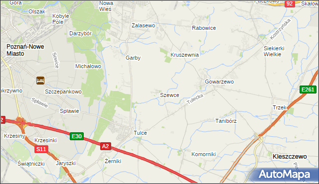 mapa Szewce gmina Kleszczewo, Szewce gmina Kleszczewo na mapie Targeo