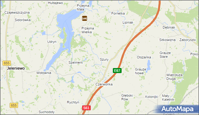 mapa Szury gmina Szypliszki, Szury gmina Szypliszki na mapie Targeo