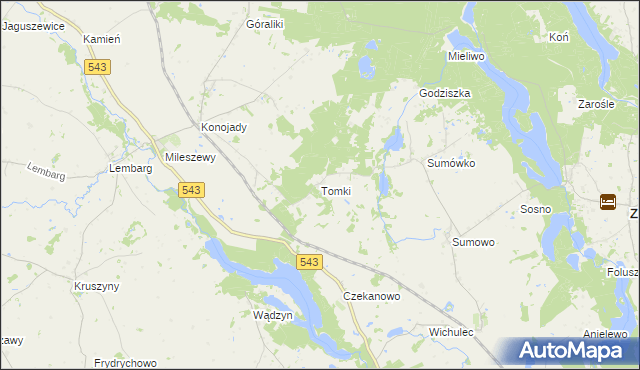 mapa Tomki gmina Zbiczno, Tomki gmina Zbiczno na mapie Targeo