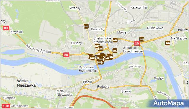 mapa Torunia, Toruń na mapie Targeo