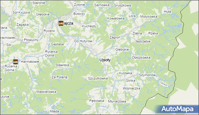 mapa Ujsoły, Ujsoły na mapie Targeo