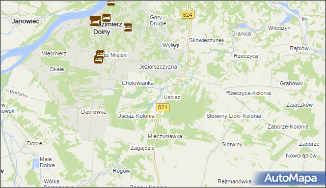 mapa Uściąż, Uściąż na mapie Targeo