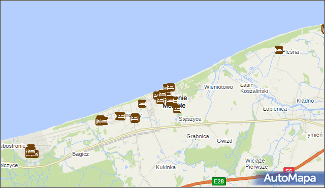 mapa Ustronie Morskie, Ustronie Morskie na mapie Targeo