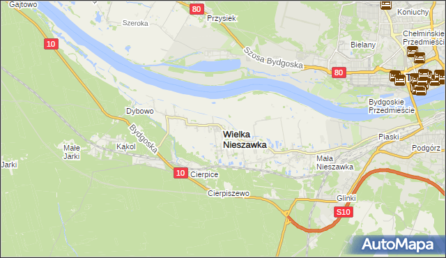 mapa Wielka Nieszawka, Wielka Nieszawka na mapie Targeo