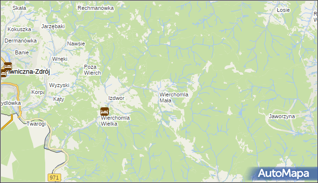 mapa Wierchomla Mała, Wierchomla Mała na mapie Targeo