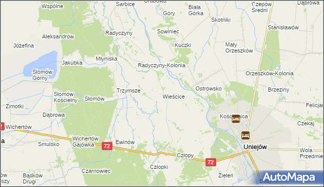 mapa Wieścice, Wieścice na mapie Targeo