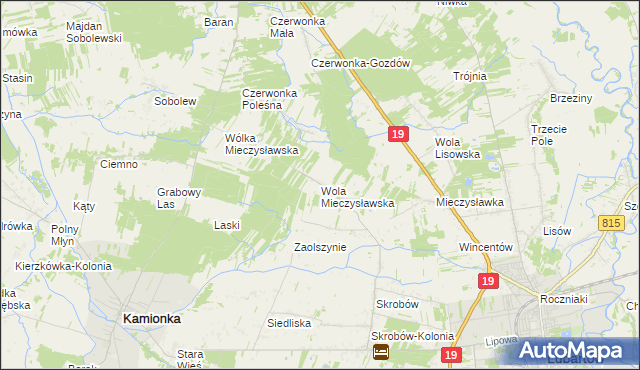 mapa Wola Mieczysławska, Wola Mieczysławska na mapie Targeo