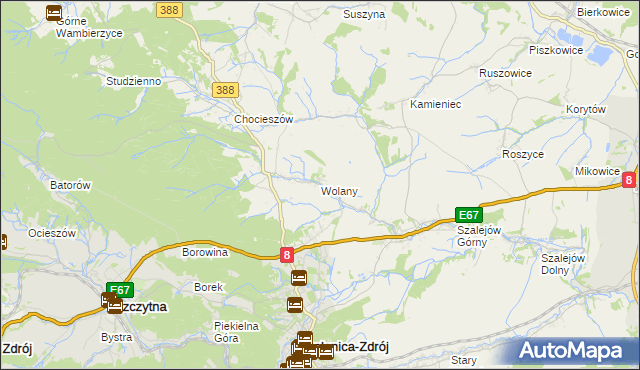 mapa Wolany gmina Szczytna, Wolany gmina Szczytna na mapie Targeo
