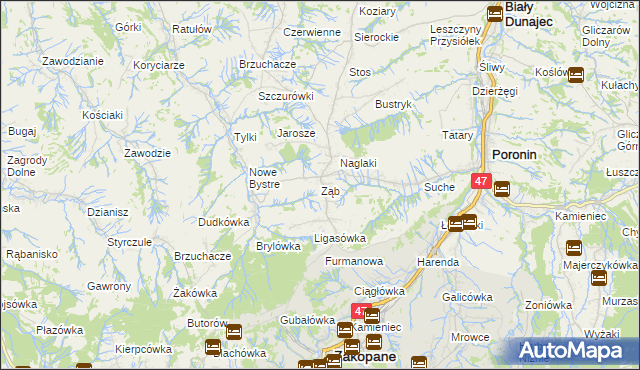 mapa Ząb, Ząb na mapie Targeo