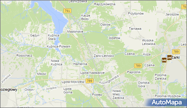mapa Żarki-Letnisko, Żarki-Letnisko na mapie Targeo