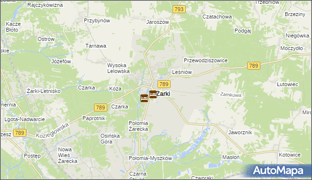 mapa Żarki powiat myszkowski, Żarki powiat myszkowski na mapie Targeo