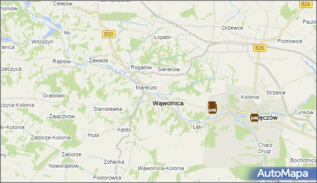 mapa Zarzeka gmina Wąwolnica, Zarzeka gmina Wąwolnica na mapie Targeo