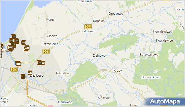 mapa Zielnowo gmina Darłowo, Zielnowo gmina Darłowo na mapie Targeo