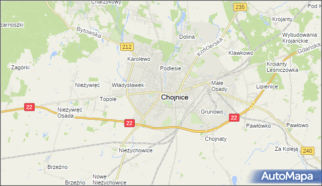 mapa Chojnic, Chojnice na mapie Targeo