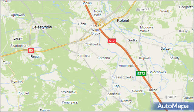 mapa Chrosna gmina Kołbiel, Chrosna gmina Kołbiel na mapie Targeo