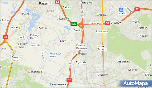 mapa Dawidy Bankowe, Dawidy Bankowe na mapie Targeo