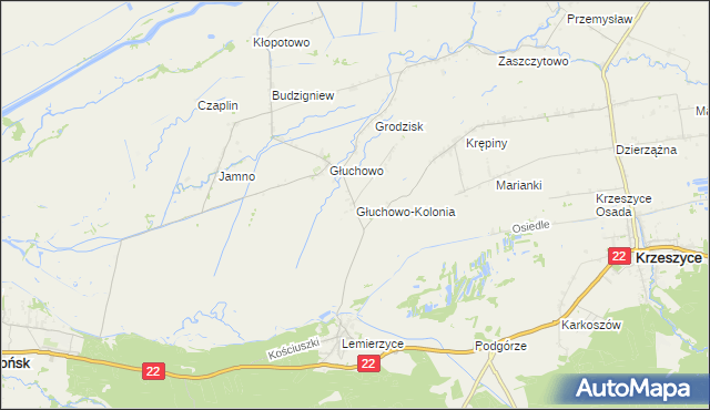 mapa Głuchowo-Kolonia, Głuchowo-Kolonia na mapie Targeo