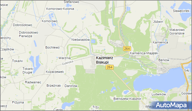 mapa Kazimierz Biskupi, Kazimierz Biskupi na mapie Targeo