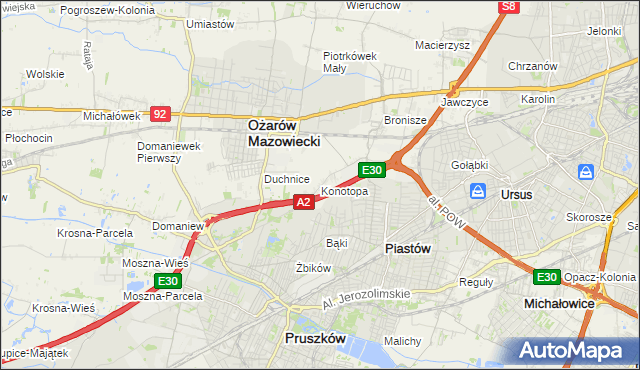 mapa Konotopa gmina Ożarów Mazowiecki, Konotopa gmina Ożarów Mazowiecki na mapie Targeo