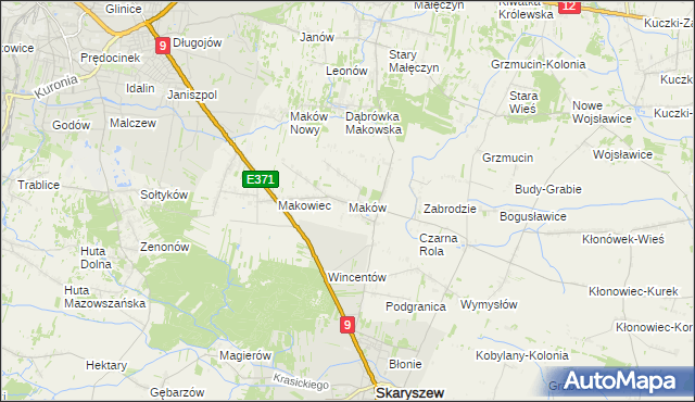 mapa Maków gmina Skaryszew, Maków gmina Skaryszew na mapie Targeo