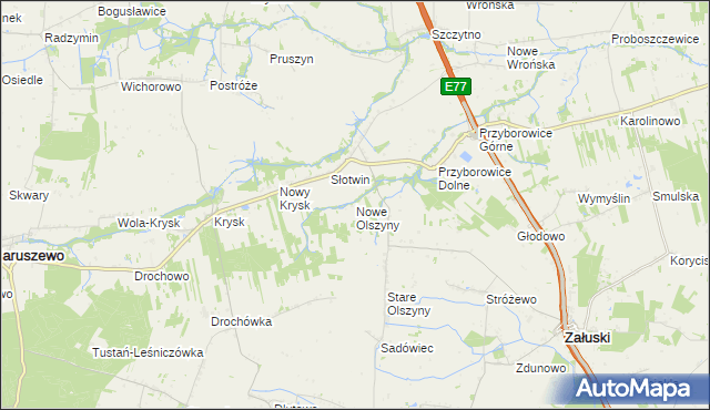 mapa Nowe Olszyny, Nowe Olszyny na mapie Targeo