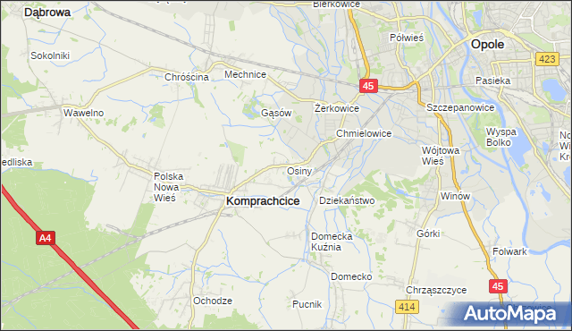 mapa Osiny gmina Komprachcice, Osiny gmina Komprachcice na mapie Targeo