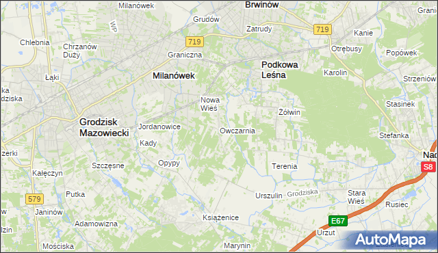 mapa Owczarnia gmina Brwinów, Owczarnia gmina Brwinów na mapie Targeo