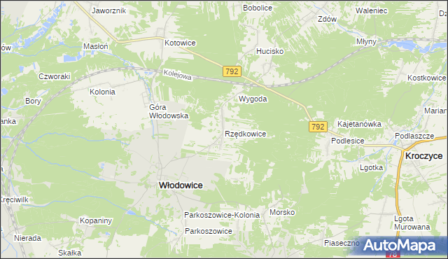 mapa Rzędkowice, Rzędkowice na mapie Targeo