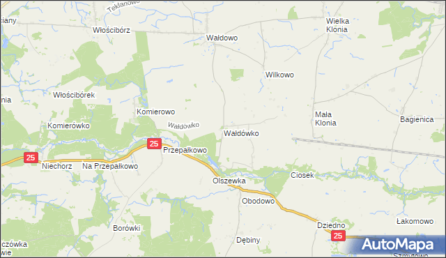 mapa Wałdówko gmina Sępólno Krajeńskie, Wałdówko gmina Sępólno Krajeńskie na mapie Targeo