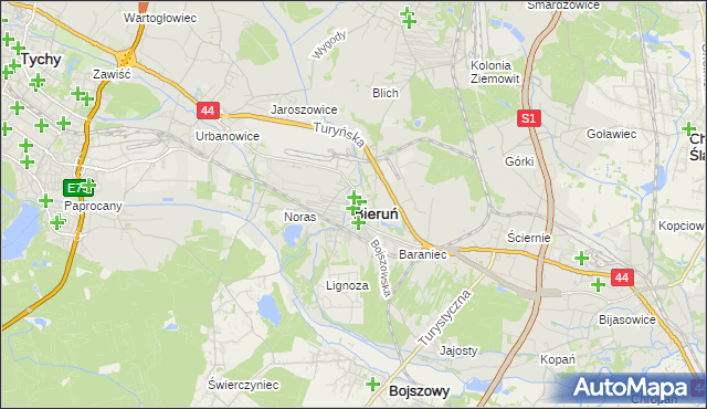 mapa Bieruń, Bieruń na mapie Targeo