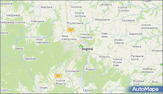 mapa Bogoria powiat staszowski, Bogoria powiat staszowski na mapie Targeo
