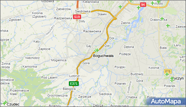 mapa Boguchwała powiat rzeszowski, Boguchwała powiat rzeszowski na mapie Targeo