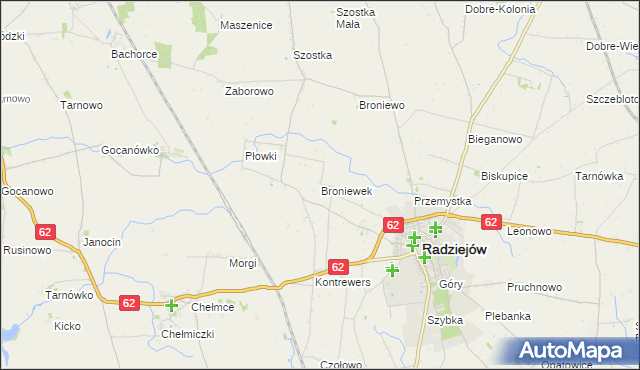 mapa Broniewek, Broniewek na mapie Targeo