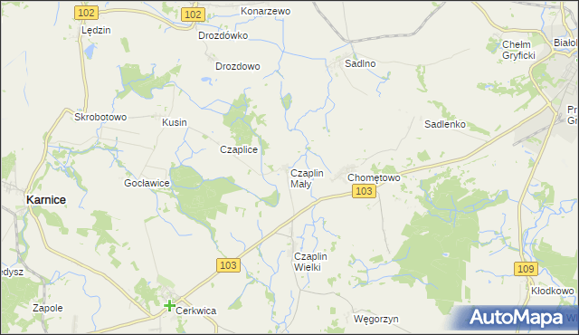mapa Czaplin Mały, Czaplin Mały na mapie Targeo
