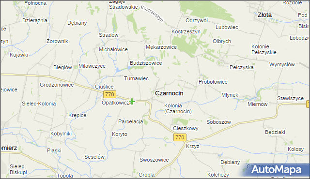 mapa Czarnocin powiat kazimierski, Czarnocin powiat kazimierski na mapie Targeo