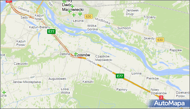 mapa Cząstków Mazowiecki, Cząstków Mazowiecki na mapie Targeo