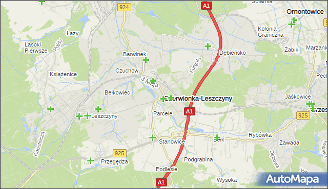 mapa Czerwionka-Leszczyny, Czerwionka-Leszczyny na mapie Targeo
