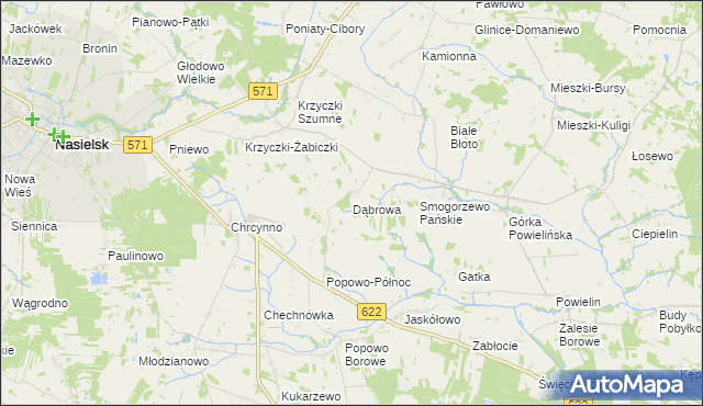 mapa Dąbrowa gmina Nasielsk, Dąbrowa gmina Nasielsk na mapie Targeo