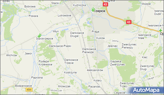 mapa Dankowice Pierwsze, Dankowice Pierwsze na mapie Targeo