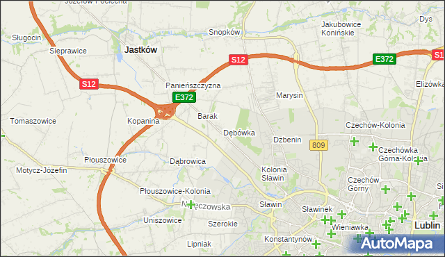 mapa Dębówka gmina Jastków, Dębówka gmina Jastków na mapie Targeo