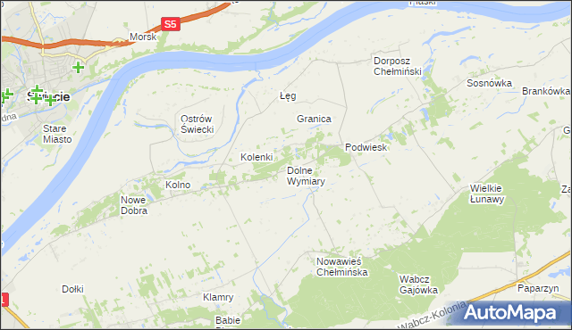 mapa Dolne Wymiary, Dolne Wymiary na mapie Targeo