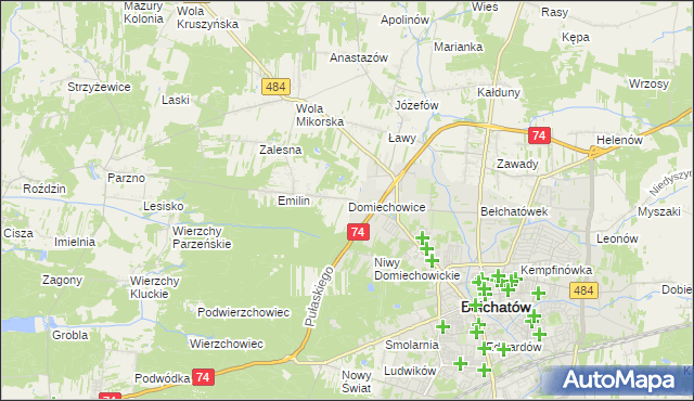 mapa Domiechowice, Domiechowice na mapie Targeo