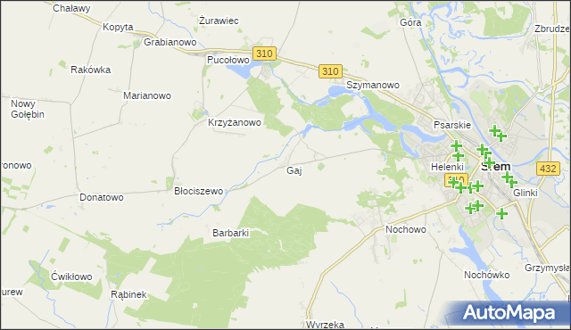 mapa Gaj gmina Śrem, Gaj gmina Śrem na mapie Targeo