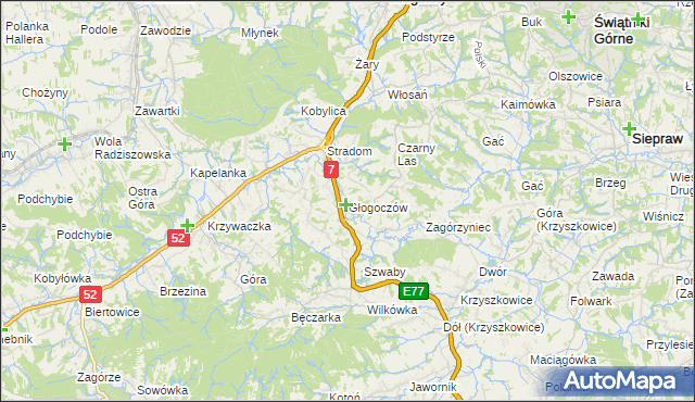 mapa Głogoczów, Głogoczów na mapie Targeo